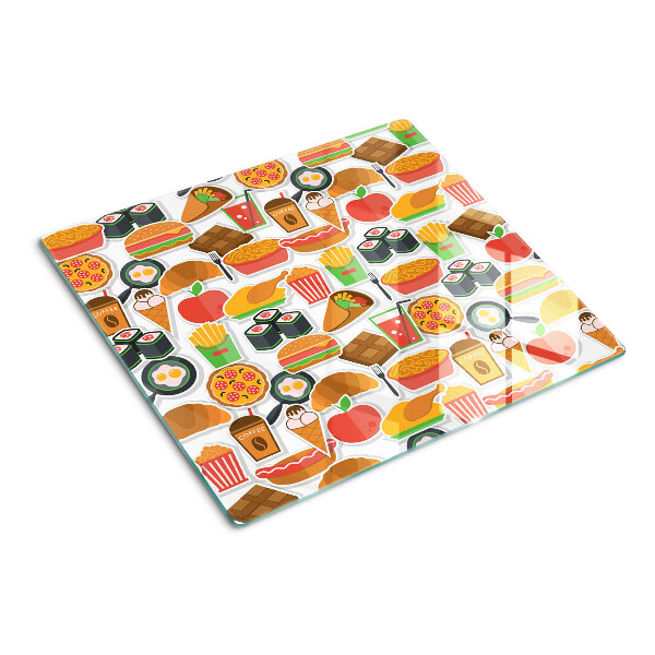 Glass kitchen board Food and snacks theme