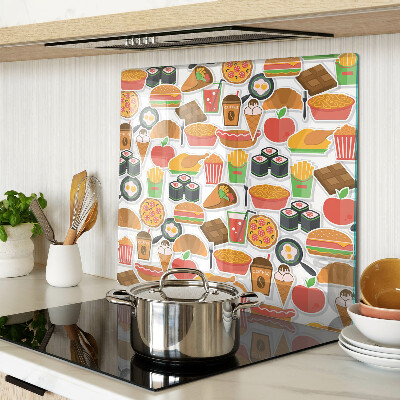 Glass kitchen board Food and snacks theme