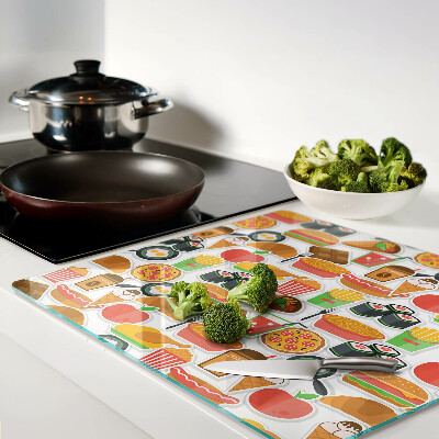 Glass kitchen board Food and snacks theme