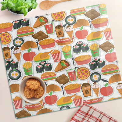 Glass kitchen board Food and snacks theme