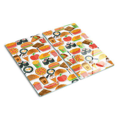 Glass kitchen board Food and snacks theme