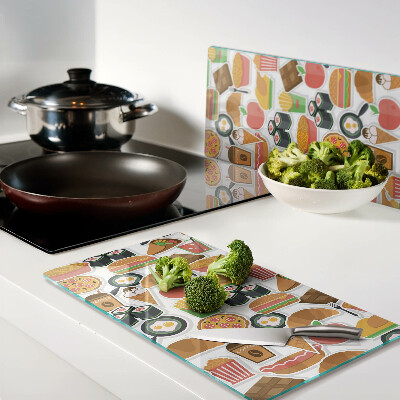 Glass kitchen board Food and snacks theme