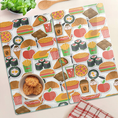 Glass kitchen board Food and snacks theme
