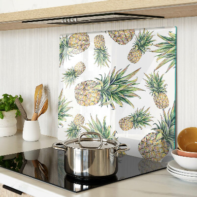 Glass chopping board Pineapples on a white background