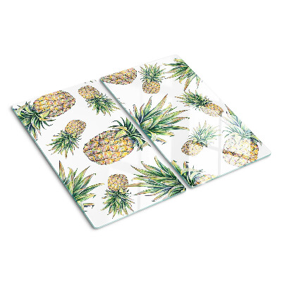 Glass chopping board Pineapples on a white background