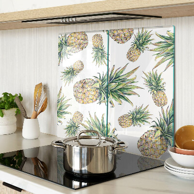 Glass chopping board Pineapples on a white background