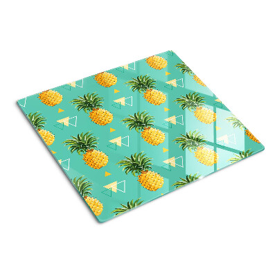 Glass chopping board Pineapples on a turquoise background