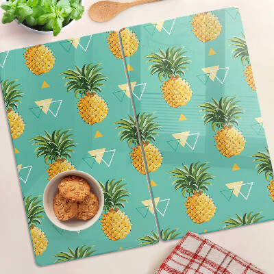 Glass chopping board Pineapples on a turquoise background