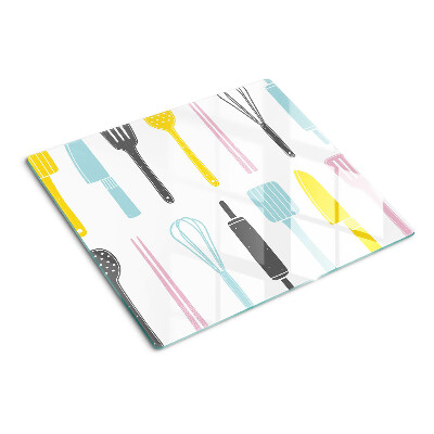 Glass chopping board Kitchen utensils in pastel colors