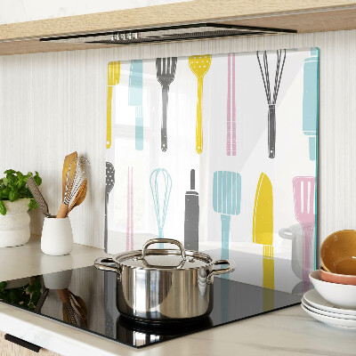 Glass chopping board Kitchen utensils in pastel colors
