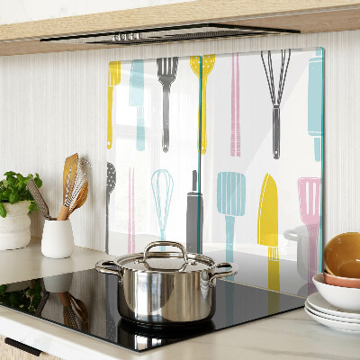Glass chopping board Kitchen utensils in pastel colors