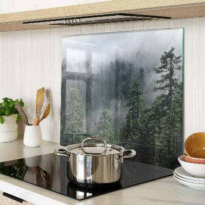 Glass kitchen board Forest in the clouds