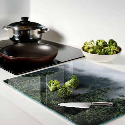 Glass kitchen board Forest in the clouds