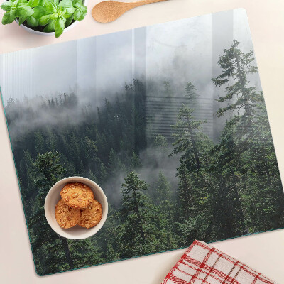 Glass kitchen board Forest in the clouds