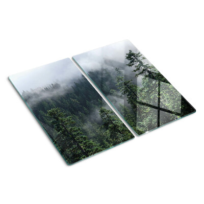 Glass kitchen board Forest in the clouds