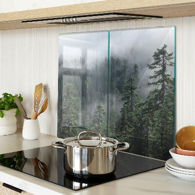 Glass kitchen board Forest in the clouds