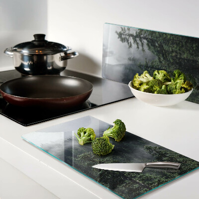 Glass kitchen board Forest in the clouds