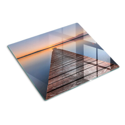 Glass chopping board Pier on the lake at sunset
