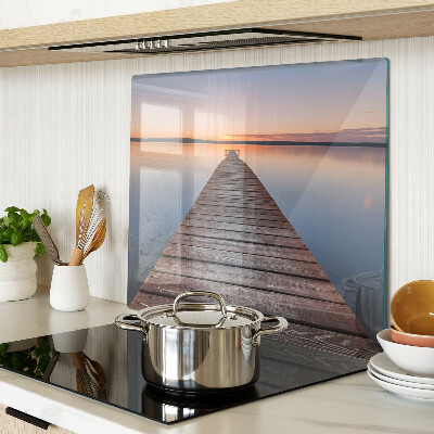 Glass chopping board Pier on the lake at sunset