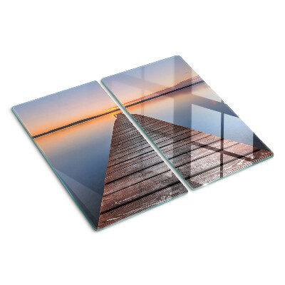 Glass chopping board Pier on the lake at sunset