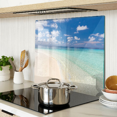 Glass chopping board Beach with blue sky