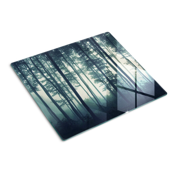 Glass chopping board Forest in the fog