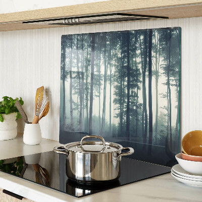 Glass chopping board Forest in the fog