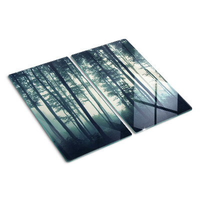 Glass chopping board Forest in the fog