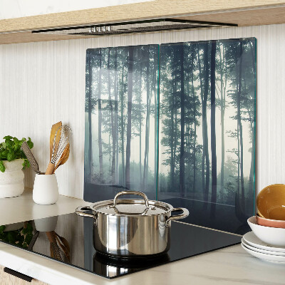 Glass chopping board Forest in the fog