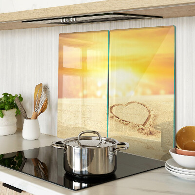 Glass kitchen board Beach at sunset