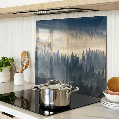 Glass chopping board Misty forest scenery