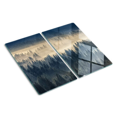Glass chopping board Misty forest scenery