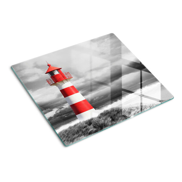 Glass kitchen board Lighthouse in the landscape