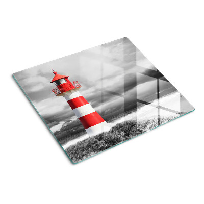 Glass kitchen board Lighthouse in the landscape