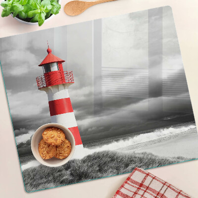Glass kitchen board Lighthouse in the landscape
