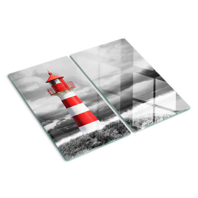 Glass kitchen board Lighthouse in the landscape