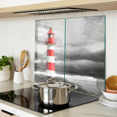 Glass kitchen board Lighthouse in the landscape