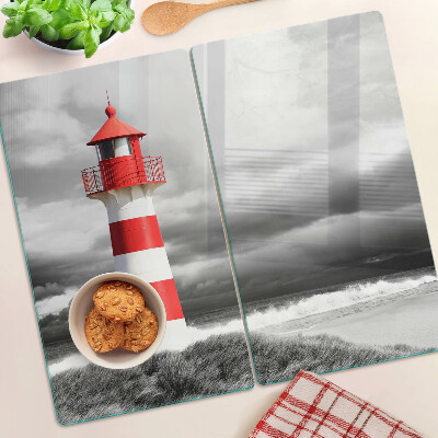 Glass kitchen board Lighthouse in the landscape