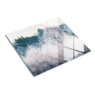 Glass chopping board Winter landscape with trees