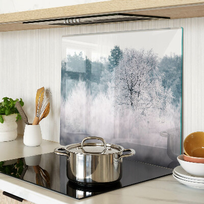 Glass chopping board Winter landscape with trees