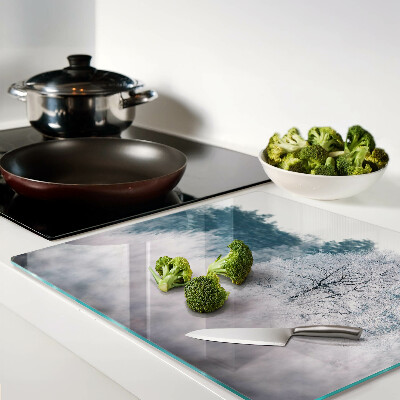 Glass chopping board Winter landscape with trees