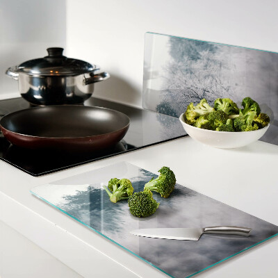 Glass chopping board Winter landscape with trees