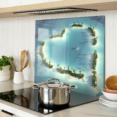 Glass chopping board Paradise island with palm trees