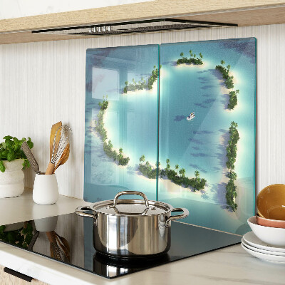 Glass chopping board Paradise island with palm trees