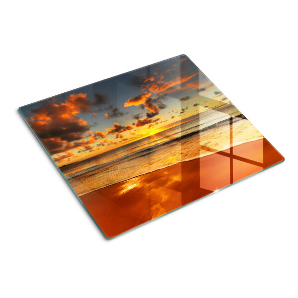 Glass kitchen board Sunset over the sea