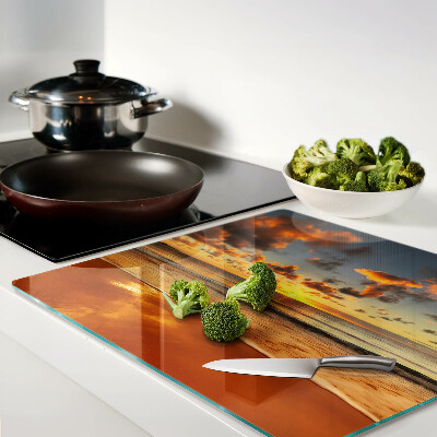 Glass kitchen board Sunset over the sea