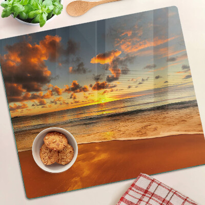 Glass kitchen board Sunset over the sea