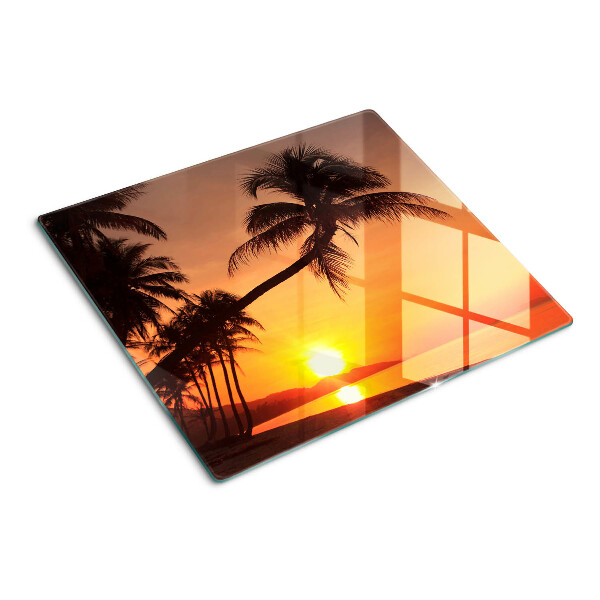 Glass chopping board Sunset on the beach