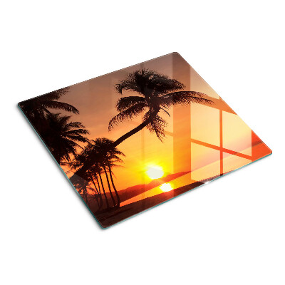 Glass chopping board Sunset on the beach