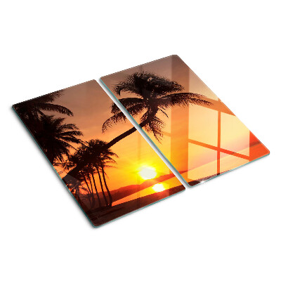 Glass chopping board Sunset on the beach